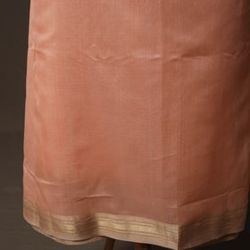 Peach - 2pc Handloom Maheshwari Silk Unstitched Dress Material Kurta Set with Zari Border 32