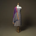 Grey - Pochampally Ikat Weave 3pc Cotton Unstitched Dress Material Suit Set 41