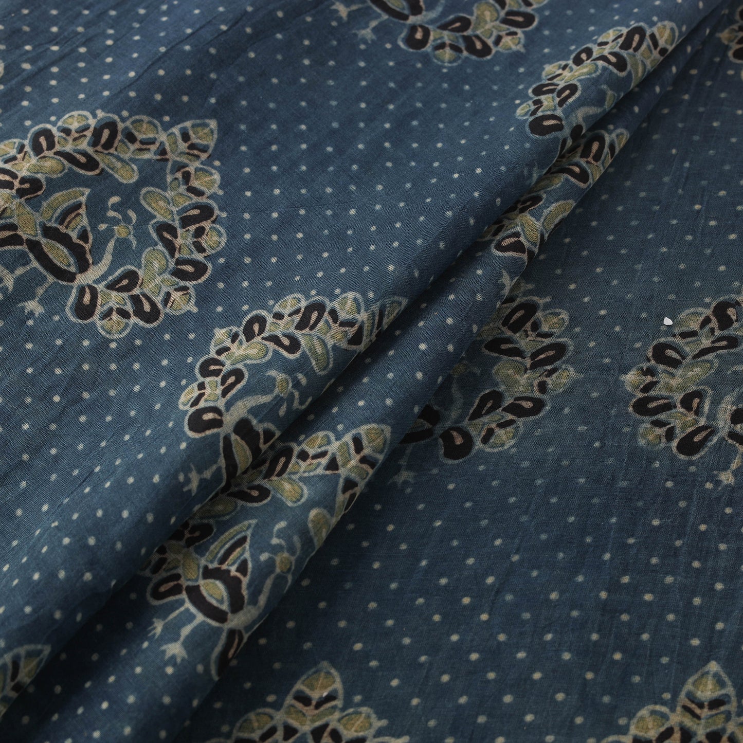 Ajrakh Hand Block Prints Pure Handloom Chanderi Silk Fabric of Kutch 09