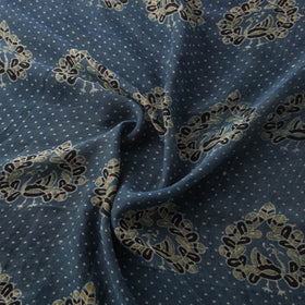 Ajrakh Hand Block Prints Pure Handloom Chanderi Silk Fabric of Kutch 09