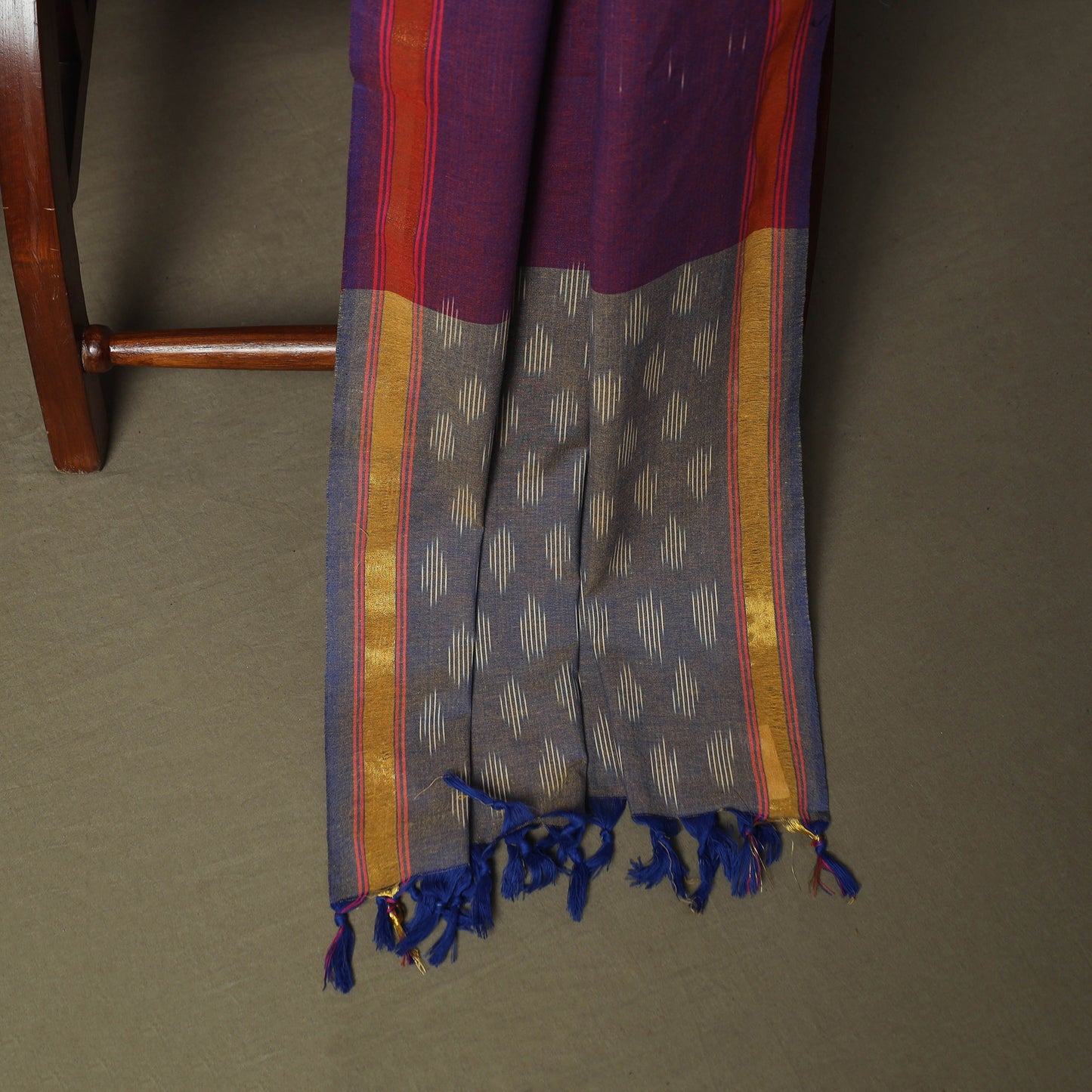 Grey - Pochampally Ikat Weave 3pc Cotton Unstitched Dress Material Suit Set 41