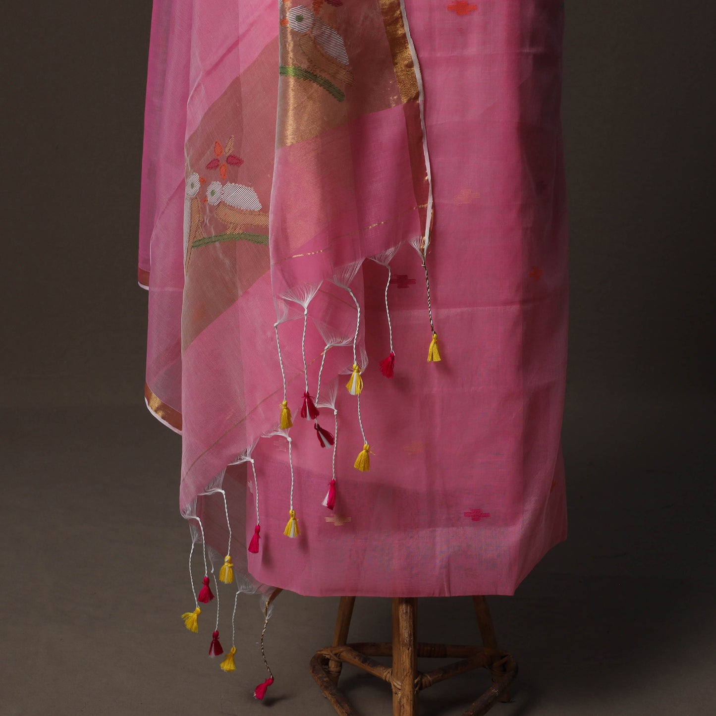 Handwoven Phulia Jamdani Muslin Silk 2pc Unstitched Dress Material Kurta Set 75