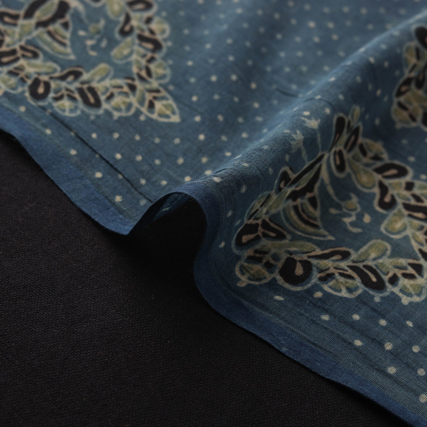 Ajrakh Hand Block Prints Pure Handloom Chanderi Silk Fabric of Kutch 09