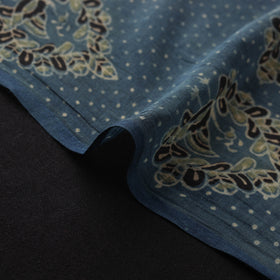 Ajrakh Hand Block Prints Pure Handloom Chanderi Silk Fabric of Kutch 09