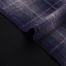Ladakh Pure Handwoven Sheep Merino Wool Twill Plaid Check Deep Indigo Fabric 01
