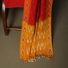 Orange - Pochampally Ikat Weave 3pc Cotton Unstitched Dress Material Suit Set 42