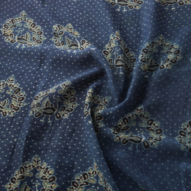 Ajrakh Hand Block Prints Pure Handloom Chanderi Silk Fabric of Kutch 11
