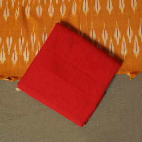 Orange - Pochampally Ikat Weave 3pc Cotton Unstitched Dress Material Suit Set 42