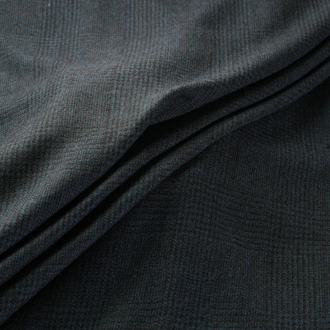 Black - Ladakh Pure Handwoven Sheep Merino Wool Twill Glen Check Skyscape Fabric 02