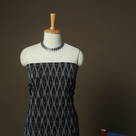 Black - Pochampally Ikat Weave 3pc Cotton Unstitched Dress Material Suit Set 44
