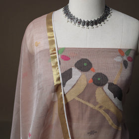 Handwoven Phulia Jamdani Muslin Silk 2pc Unstitched Dress Material Kurta Set 78