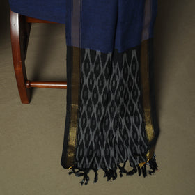 Black - Pochampally Ikat Weave 3pc Cotton Unstitched Dress Material Suit Set 44
