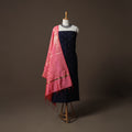 Spun Dupion Viscose Silk Buti 2pc Unstitched Dress Material Kurta Set with Earrings 46