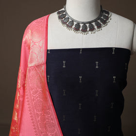 Spun Dupion Viscose Silk Buti 2pc Unstitched Dress Material Kurta Set with Earrings 46