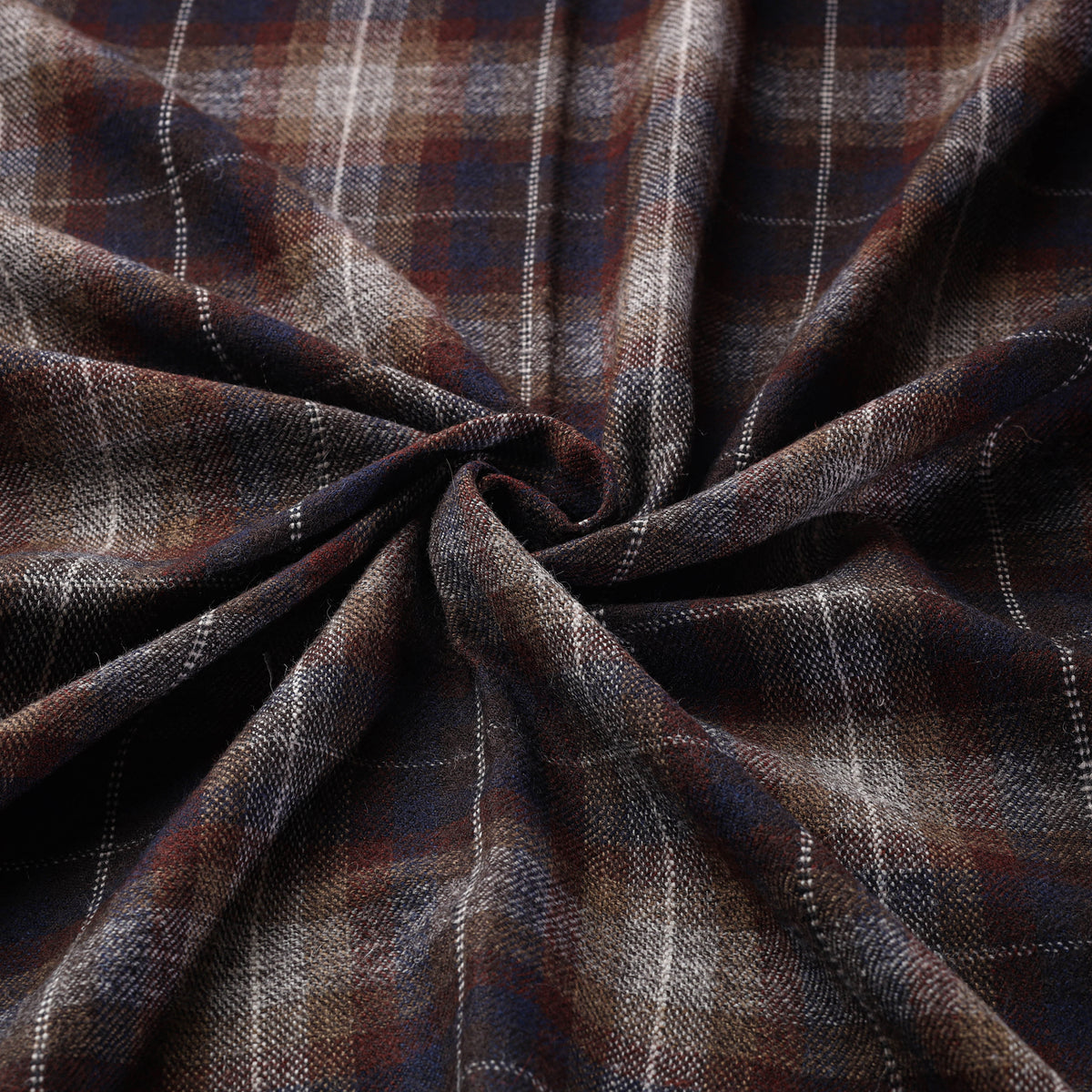 Ladakh Pure Handwoven Sheep Merino Wool Twill Plaid Check Earthscape Fabric 03