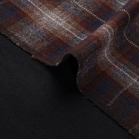 Ladakh Pure Handwoven Sheep Merino Wool Twill Plaid Check Earthscape Fabric 03