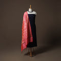 Spun Dupion Viscose Silk Buti 2pc Unstitched Dress Material Kurta Set with Earrings 45