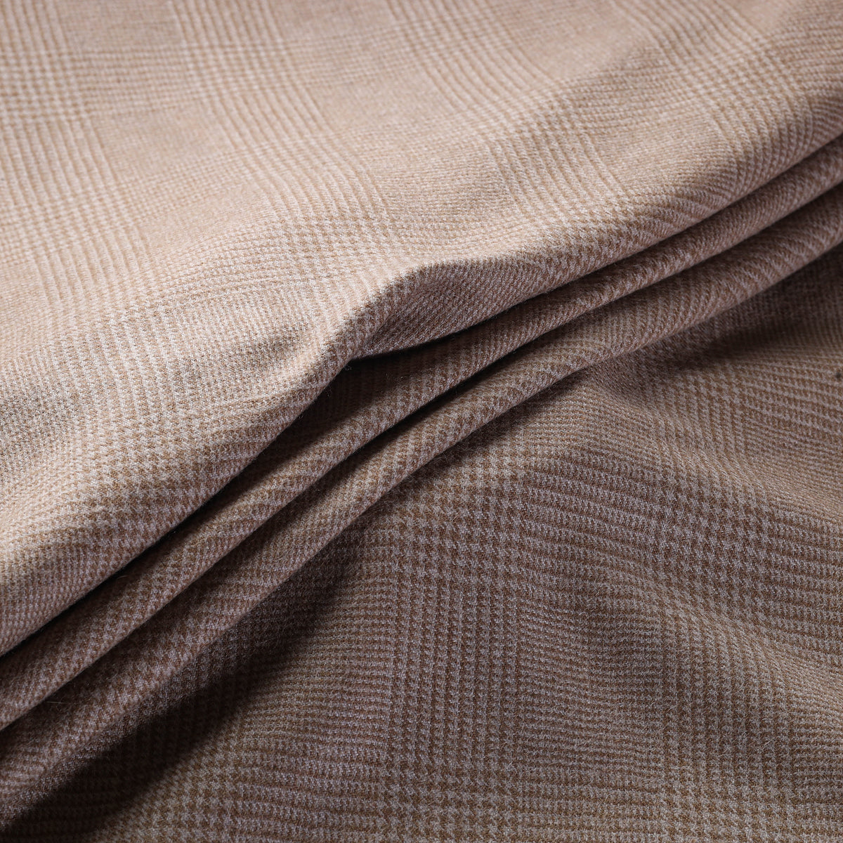 Ladakh Pure Handwoven Sheep Merino Wool Twill Glen Check Earthscape Fabric 04