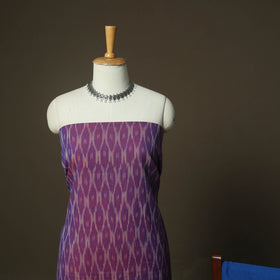Purple - Pochampally Ikat Weave 3pc Cotton Unstitched Dress Material Suit Set 45