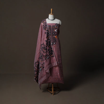 Phulia Jamdani Silk Cotton 2pc Unstitched Dress Material Kurta Set 02