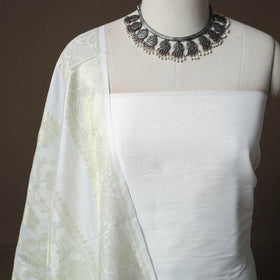 Plain Slub Silk 2pc Unstitched Dress Material Kurta Set with Earrings 43