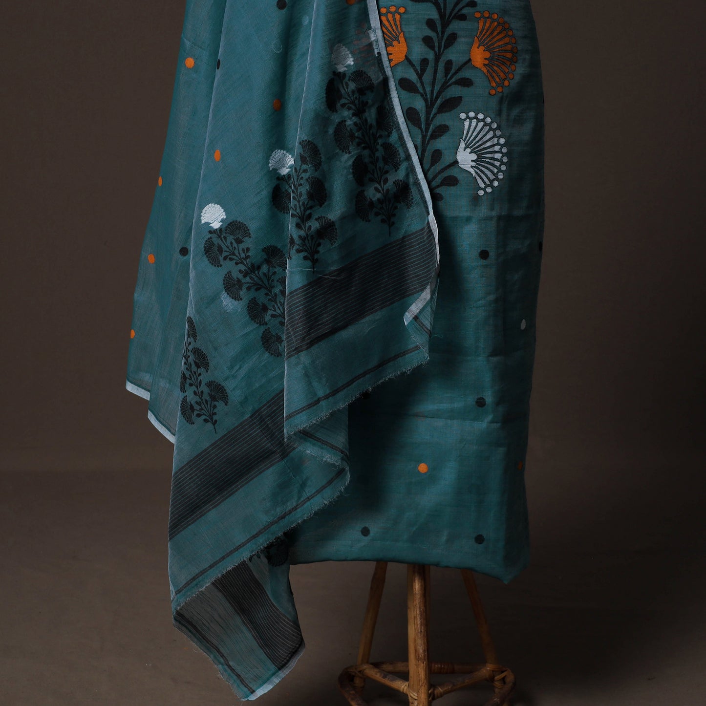 Phulia Jamdani Silk Cotton 2pc Unstitched Dress Material Kurta Set 03