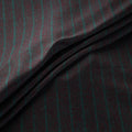 Ladakh Pure Handwoven Sheep Merino Wool Felted Twill Stripes Forest Green Fabric 08