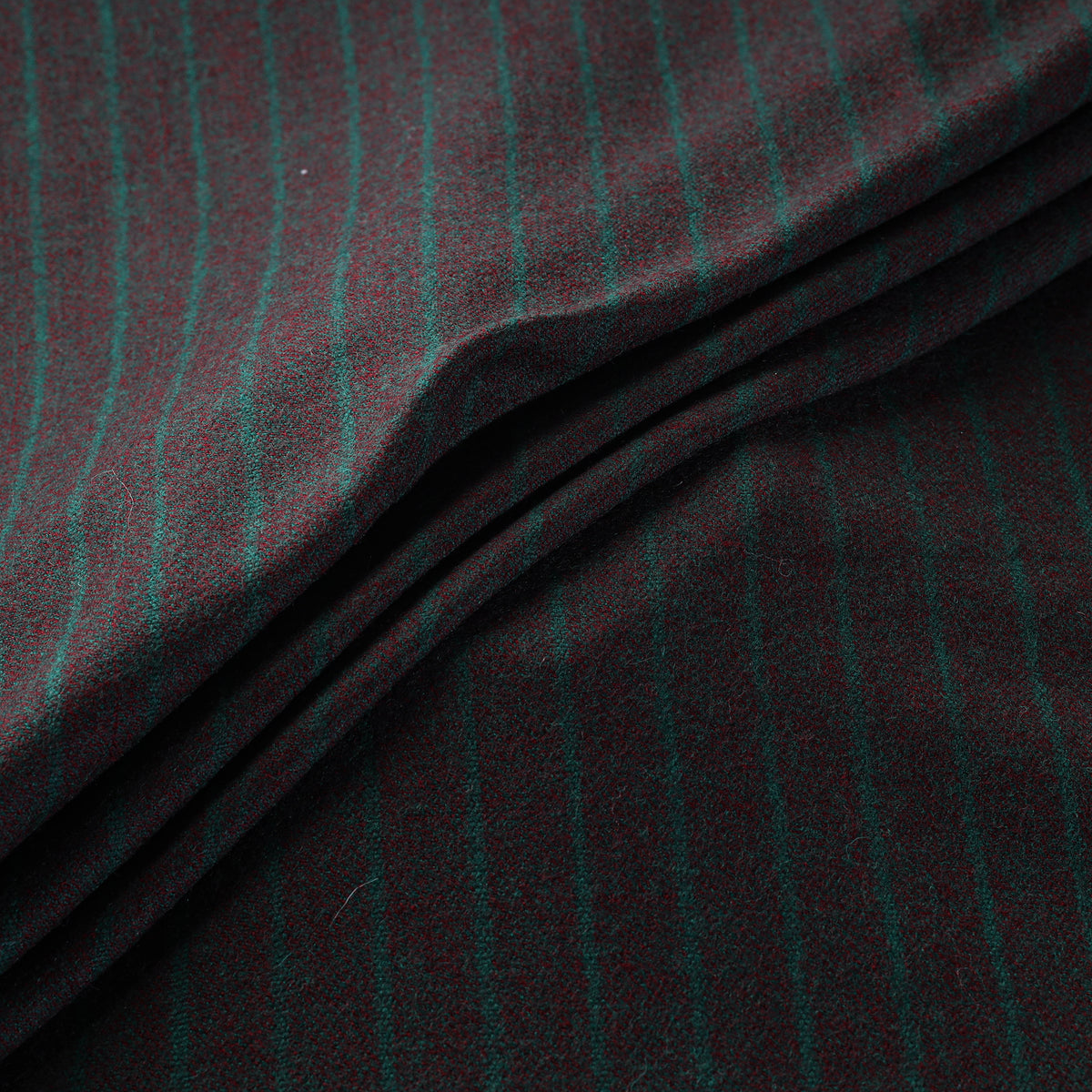 Ladakh Pure Handwoven Sheep Merino Wool Felted Twill Stripes Forest Green Fabric 08
