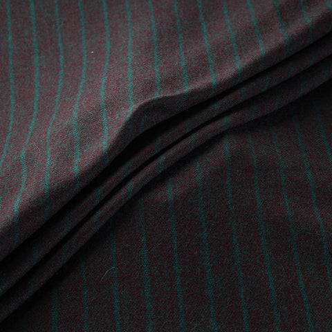 Ladakh Pure Handwoven Sheep Merino Wool Felted Twill Stripes Forest Green Fabric 08