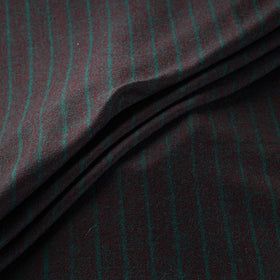 Ladakh Pure Handwoven Sheep Merino Wool Felted Twill Stripes Forest Green Fabric 08