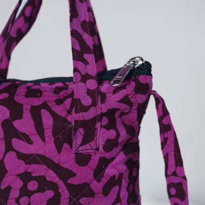 Purple - Hand Batik Printed Quilted Cotton Sling Bag 05