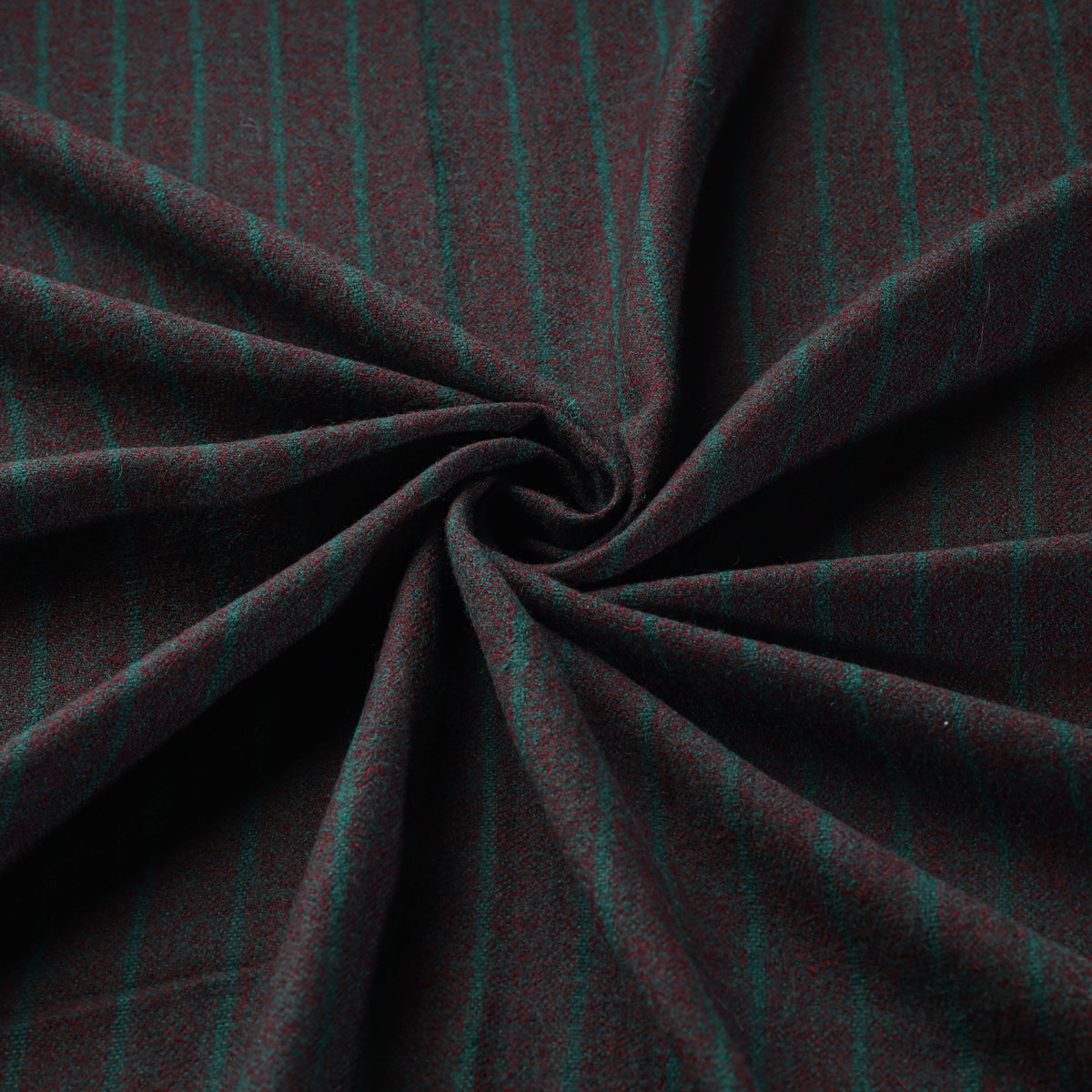 Ladakh Pure Handwoven Sheep Merino Wool Felted Twill Stripes Forest Green Fabric 08
