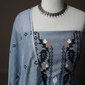 Phulia Jamdani Silk Cotton 2pc Unstitched Dress Material Kurta Set 05
