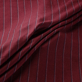 Ladakh Pure Handwoven Sheep Merino Wool Twill Stripes Maroon Fabric 10