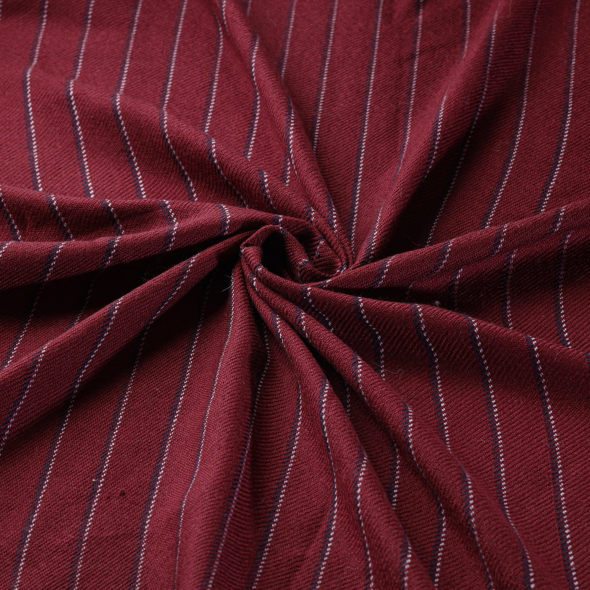 Ladakh Pure Handwoven Sheep Merino Wool Twill Stripes Maroon Fabric 10