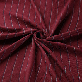 Ladakh Pure Handwoven Sheep Merino Wool Twill Stripes Maroon Fabric 10