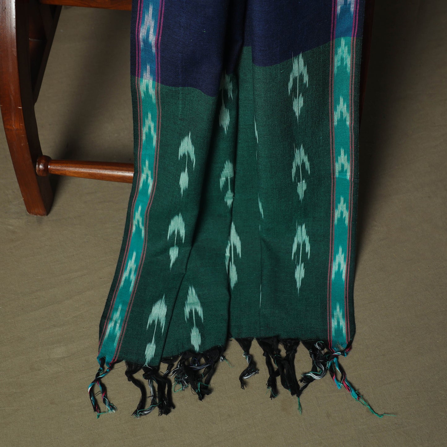 Green - Pochampally Ikat Weave 3pc Cotton Unstitched Dress Material Suit Set 49
