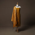 Plain Slub Silk 2pc Unstitched Dress Material Kurta Set with Earrings 40