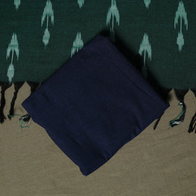 Green - Pochampally Ikat Weave 3pc Cotton Unstitched Dress Material Suit Set 49