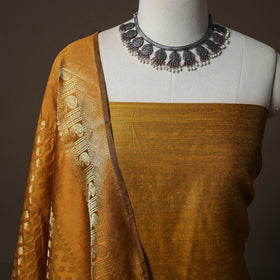 Plain Slub Silk 2pc Unstitched Dress Material Kurta Set with Earrings 40