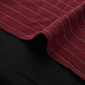 Ladakh Pure Handwoven Sheep Merino Wool Twill Stripes Maroon Fabric 10