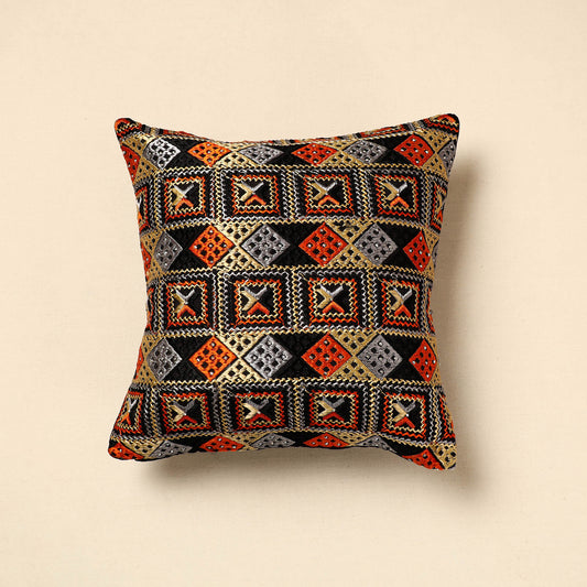 Multicolor - Phulkari Embroidery Chinon Cushion Cover (16 x 16 in)