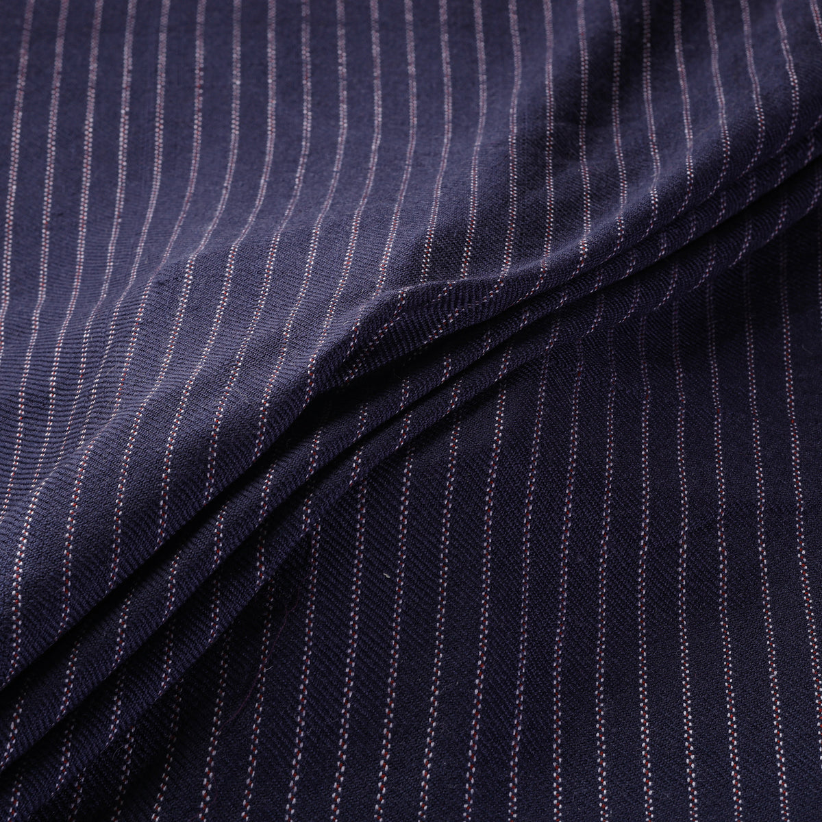Ladakh Pure Handwoven Sheep Merino Wool Twill Stripes Navy Blue Fabric 11   2026/790-1 11