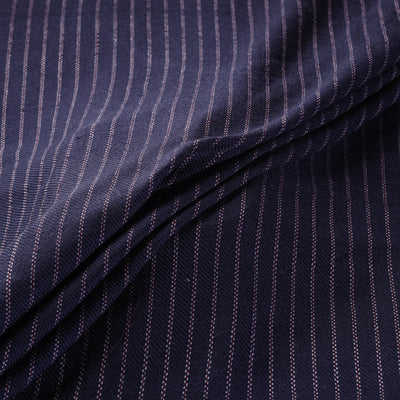Ladakh Pure Handwoven Sheep Merino Wool Twill Stripes Navy Blue Fabric 11   2026/790-1 11