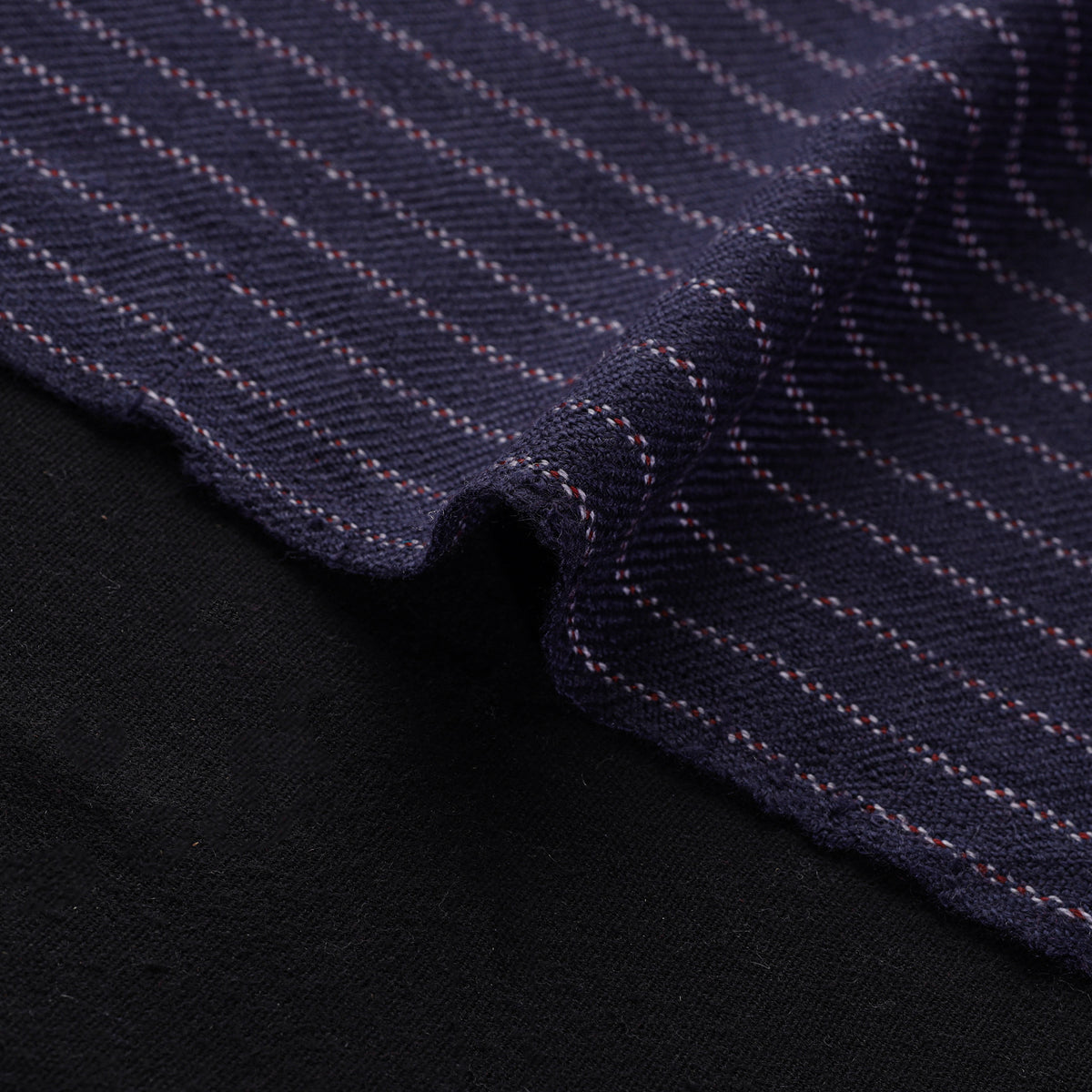 Ladakh Pure Handwoven Sheep Merino Wool Twill Stripes Navy Blue Fabric 11   2026/790-1 11