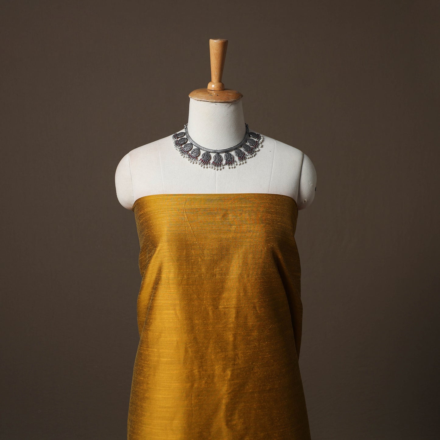 Plain Slub Silk 2pc Unstitched Dress Material Kurta Set with Earrings 39