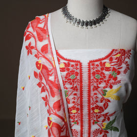 Phulia Jamdani Silk Cotton 2pc Unstitched Dress Material Kurta Set 07