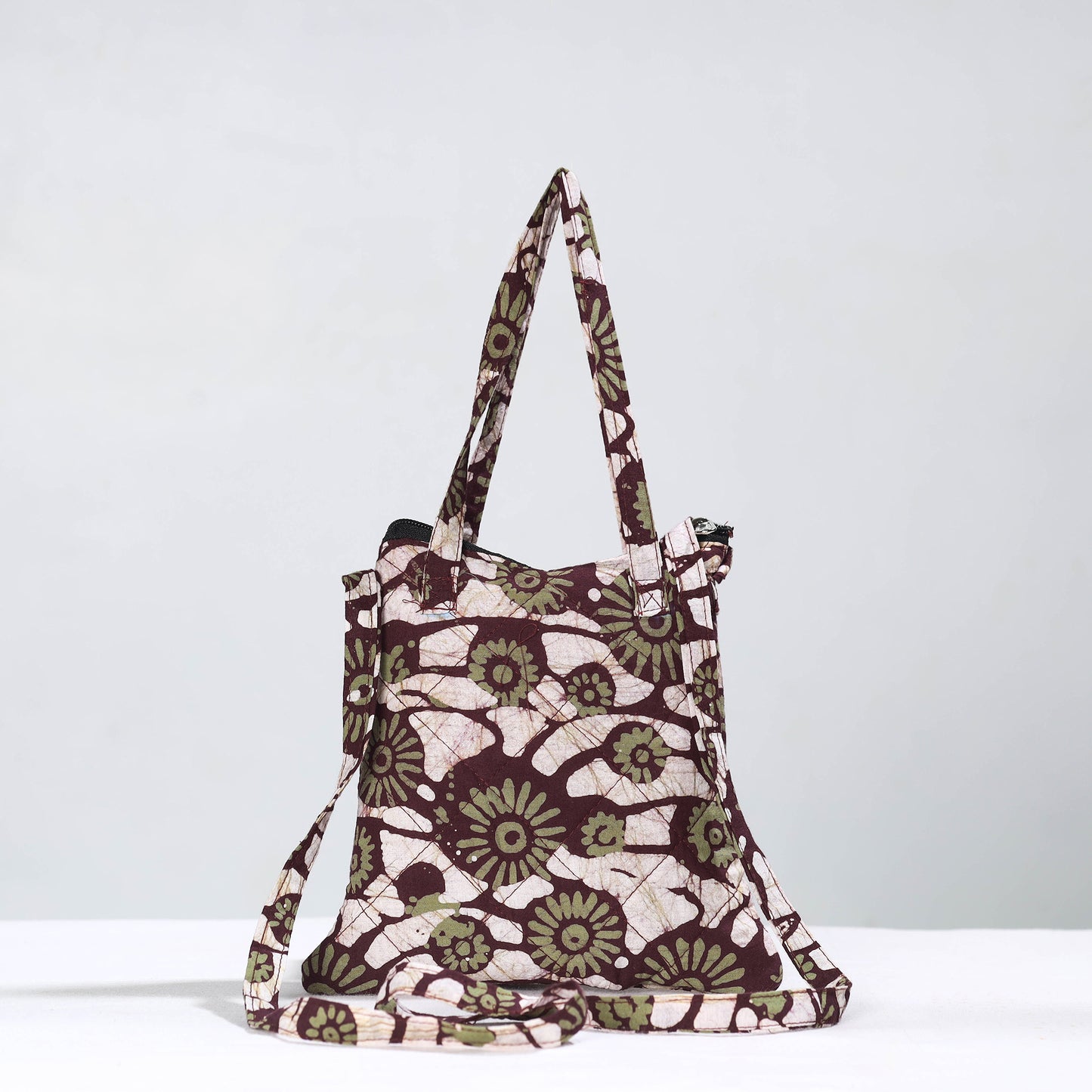 Multicolor - Hand Batik Printed Quilted Cotton Sling Bag 11