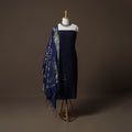 Plain Slub Silk 2pc Unstitched Dress Material Kurta Set with Earrings 38
