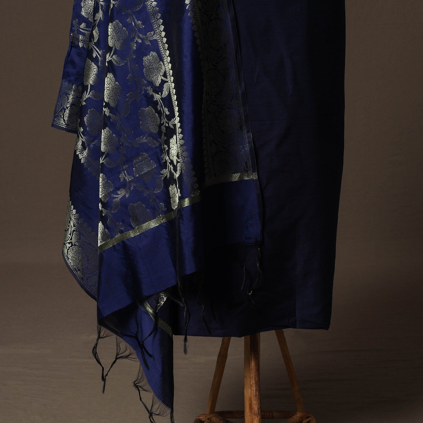 Plain Slub Silk 2pc Unstitched Dress Material Kurta Set with Earrings 38